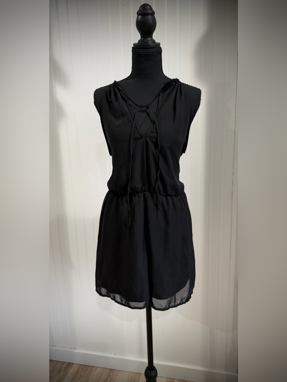Target Black Sleeveless Romper with Tie-Front Detail